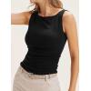 imageCicy Bell Womens Boat Neck Tank Tops Summer Tight Ruched Sleeveless ShirtsBlack
