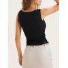 imageCicy Bell Womens Boat Neck Tank Tops Summer Tight Ruched Sleeveless ShirtsBlack