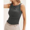 imageCicy Bell Womens Boat Neck Tank Tops Summer Tight Ruched Sleeveless ShirtsDark Grey