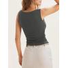 imageCicy Bell Womens Boat Neck Tank Tops Summer Tight Ruched Sleeveless ShirtsDark Grey
