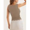 imageCicy Bell Womens Boat Neck Tank Tops Summer Tight Ruched Sleeveless ShirtsKhaki