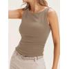 imageCicy Bell Womens Boat Neck Tank Tops Summer Tight Ruched Sleeveless ShirtsKhaki