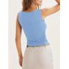 imageCicy Bell Womens Boat Neck Tank Tops Summer Tight Ruched Sleeveless ShirtsLight Blue