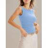 imageCicy Bell Womens Boat Neck Tank Tops Summer Tight Ruched Sleeveless ShirtsLight Blue
