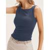 imageCicy Bell Womens Boat Neck Tank Tops Summer Tight Ruched Sleeveless ShirtsNavy