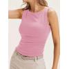 imageCicy Bell Womens Boat Neck Tank Tops Summer Tight Ruched Sleeveless ShirtsPink