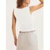 imageCicy Bell Womens Boat Neck Tank Tops Summer Tight Ruched Sleeveless ShirtsWhite