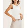 imageCicy Bell Womens Boat Neck Tank Tops Summer Tight Ruched Sleeveless ShirtsWhite