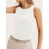 imageCicy Bell Womens Boat Neck Tank Tops Summer Tight Ruched Sleeveless ShirtsWhite