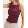 imageCicy Bell Womens Boat Neck Tank Tops Summer Tight Ruched Sleeveless ShirtsWine Red