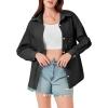 imageCicy Bell Womens Button Down Shirts Jackets Shackets Eyelet Hollow Out Embroidery Long Sleeve Blouses TopsBlack