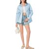 imageCicy Bell Womens Button Down Shirts Jackets Shackets Eyelet Hollow Out Embroidery Long Sleeve Blouses TopsBlue