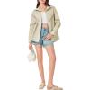 imageCicy Bell Womens Button Down Shirts Jackets Shackets Eyelet Hollow Out Embroidery Long Sleeve Blouses TopsKhaki