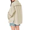 imageCicy Bell Womens Button Down Shirts Jackets Shackets Eyelet Hollow Out Embroidery Long Sleeve Blouses TopsKhaki