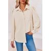 imageCicy Bell Womens Button Down Shirts Long Puff Sleeve V Neck Casual Work Office Tunic TopBeige