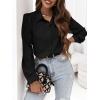imageCicy Bell Womens Button Down Shirts Long Puff Sleeve V Neck Casual Work Office Tunic TopBlack