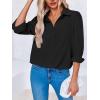 imageCicy Bell Womens Button Down Shirts Long Puff Sleeve V Neck Casual Work Office Tunic TopBlack