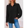 imageCicy Bell Womens Button Down Shirts Long Puff Sleeve V Neck Casual Work Office Tunic TopBlack