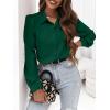 imageCicy Bell Womens Button Down Shirts Long Puff Sleeve V Neck Casual Work Office Tunic TopBlackish Green