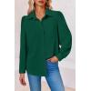 imageCicy Bell Womens Button Down Shirts Long Puff Sleeve V Neck Casual Work Office Tunic TopBlackish Green