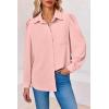 imageCicy Bell Womens Button Down Shirts Long Puff Sleeve V Neck Casual Work Office Tunic TopPink