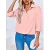 imageCicy Bell Womens Button Down Shirts Long Puff Sleeve V Neck Casual Work Office Tunic TopPink