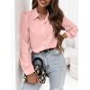 imageCicy Bell Womens Button Down Shirts Long Puff Sleeve V Neck Casual Work Office Tunic TopPink