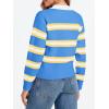 imageCicy Bell Womens Cropped Polo Sweater Striped Long Sleeve Shirts Lightweight Color Block Knit Pullover TopsBlue
