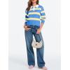 imageCicy Bell Womens Cropped Polo Sweater Striped Long Sleeve Shirts Lightweight Color Block Knit Pullover TopsBlue