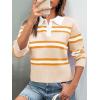 imageCicy Bell Womens Cropped Polo Sweater Striped Long Sleeve Shirts Lightweight Color Block Knit Pullover TopsKhaki