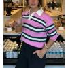 imageCicy Bell Womens Cropped Polo Sweater Striped Long Sleeve Shirts Lightweight Color Block Knit Pullover TopsPink