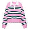 imageCicy Bell Womens Cropped Polo Sweater Striped Long Sleeve Shirts Lightweight Color Block Knit Pullover TopsPink