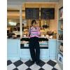 imageCicy Bell Womens Cropped Polo Sweater Striped Long Sleeve Shirts Lightweight Color Block Knit Pullover TopsPink