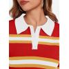 imageCicy Bell Womens Cropped Polo Sweater Striped Long Sleeve Shirts Lightweight Color Block Knit Pullover TopsRed