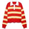 imageCicy Bell Womens Cropped Polo Sweater Striped Long Sleeve Shirts Lightweight Color Block Knit Pullover TopsRed