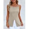 imageCicy Bell Womens High Neck Tank Top Trendy Spaghetti Strap Front Split Hem Flare Cami Summer Tops