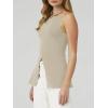 imageCicy Bell Womens High Neck Tank Top Trendy Spaghetti Strap Front Split Hem Flare Cami Summer Tops