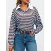 imageCicy Bell Womens Long Sleeve Rugby Polo Shirts Oversized Striped Collared Sweatshirt Color Block Tunic TopsBlue