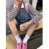 imageCicy Bell Womens Long Sleeve Rugby Polo Shirts Oversized Striped Collared Sweatshirt Color Block Tunic TopsBlue