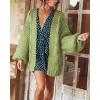 imageCicy Bell Womens Open Front Chunky Knit Cardigan Loose Lantern Sleeve Oversized Sweater CoatsGreen