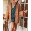 imageCicy Bell Womens Open Front Chunky Knit Cardigan Loose Lantern Sleeve Oversized Sweater CoatsKhaki