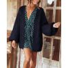 imageCicy Bell Womens Open Front Chunky Knit Cardigan Loose Lantern Sleeve Oversized Sweater CoatsNavy