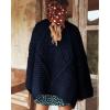 imageCicy Bell Womens Open Front Chunky Knit Cardigan Loose Lantern Sleeve Oversized Sweater CoatsNavy