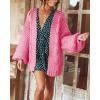imageCicy Bell Womens Open Front Chunky Knit Cardigan Loose Lantern Sleeve Oversized Sweater CoatsPink