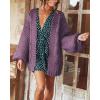 imageCicy Bell Womens Open Front Chunky Knit Cardigan Loose Lantern Sleeve Oversized Sweater CoatsPurple