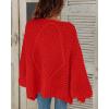 imageCicy Bell Womens Open Front Chunky Knit Cardigan Loose Lantern Sleeve Oversized Sweater CoatsRed