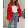 imageCicy Bell Womens Open Front Chunky Knit Cardigan Loose Lantern Sleeve Oversized Sweater CoatsRed