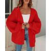 imageCicy Bell Womens Open Front Chunky Knit Cardigan Loose Lantern Sleeve Oversized Sweater CoatsRed
