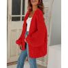 imageCicy Bell Womens Open Front Chunky Knit Cardigan Loose Lantern Sleeve Oversized Sweater CoatsRed