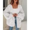 imageCicy Bell Womens Open Front Chunky Knit Cardigan Loose Lantern Sleeve Oversized Sweater CoatsWhite